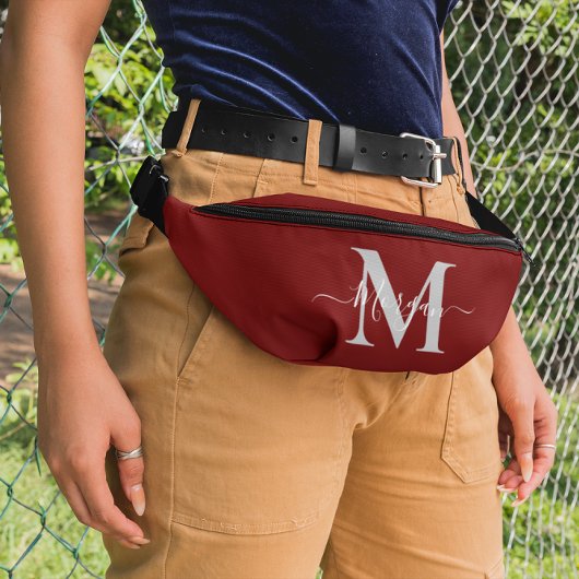 Personnaliser Monogramme Nom initial Rouge foncé