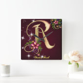 Personnaliser Monogramme R Horloge murale (Maison)