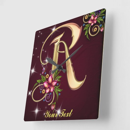 Personnaliser Monogramme R Horloge murale (Angle)