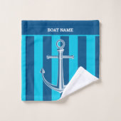 Personnaliser nautique Nom du bateau Ancre Marine  (Gant de toilette)