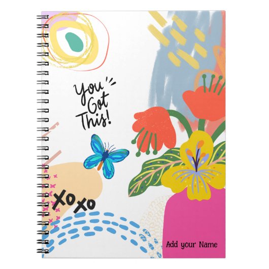 PERSONNALISER : Papillon + Fleurs | Carnet (Devant)