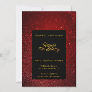 Personnaliser Parties scintillant rouge Invitation