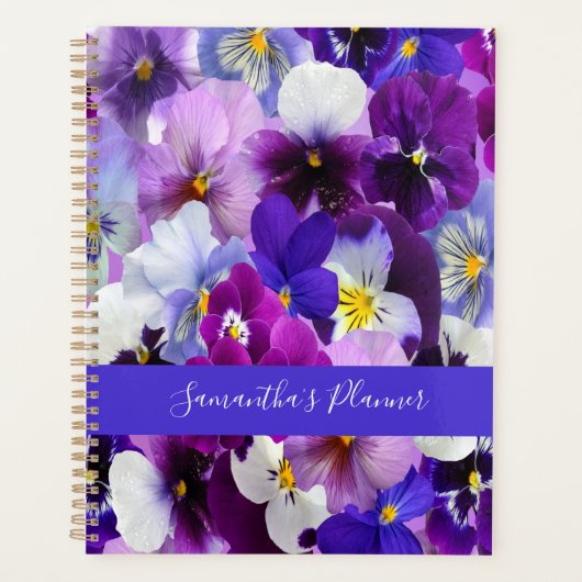 Personnaliser Purple Bleu Blanc Floral Fleurs Pans (Devant)