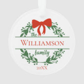 Personnaliser Red Green Wreath Nom de famille Noël (dos)