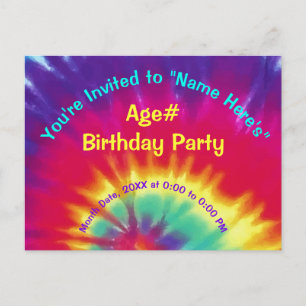 Personnaliser Tie Dye Anniversaire Invitations Vot