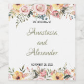 Personnaliser Vin Étiquette Aquarelle Floral (Étiquettes simples)