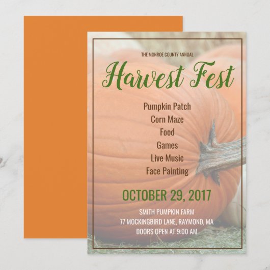 Personnaliser votre propre récolte Fest Invitation (Devant / Derrière)