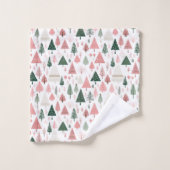 Personnalisez Boho Pink Green Christmas Tree Holid (Gant de toilette)