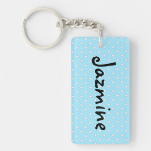 Personnalisez ce porte-clés à pois bleus et blancs