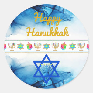 Personnalisez Holiday HAPPY HANOUKKA Stickers Cade