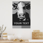 Personnalisez-le Affiche de pop art vache noir et  (Cuisine)