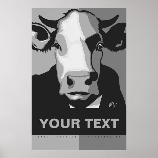 Personnalisez-le Affiche de pop art vache noir et  (Devant)