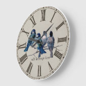 Personnalisez une horloge vintage bleus oiseaux d' (Angle)