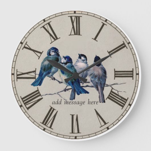 Personnalisez une horloge vintage bleus oiseaux d' (Recto)