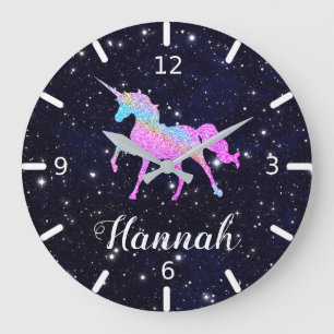 Personnalisez Votre Grande Horloge Licorne Colorée