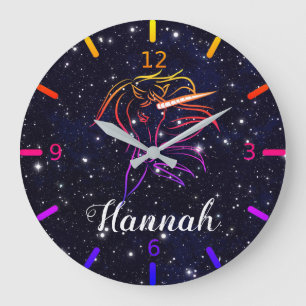 Personnalisez Votre Horloge Grande Licorne Colorée