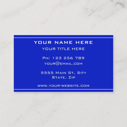 Personnalisez votre propre Carte de visite bleu de (Dos)