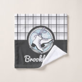 Personnalized Nom Moderne Tartan Ice Skating (Gant de toilette)