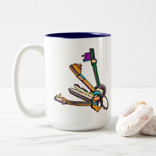 Personne du matin China Mug - Café, Clés, Téléphon (Avec donut)