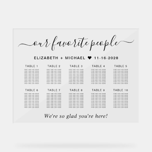 Personnes favorites 10 Table Mariage Siège (Recto)