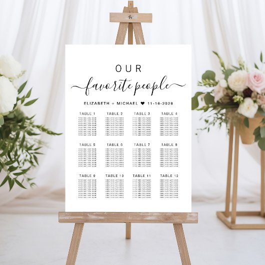 Personnes favorites 12 Tableau Mariage de table