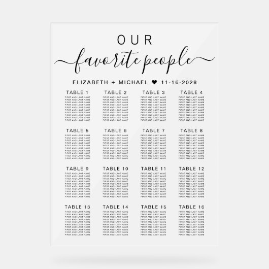 Personnes favorites 16 Table Siège Mariage givré (Recto)