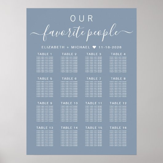 Personnes favorites 16 Tableau Mariage de table (Devant)