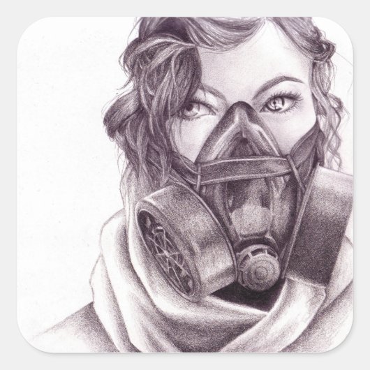 Personnes robotiques : Stickers Masque à gaz (Devant)