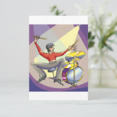 Persoon die de drums-uitnodigingen afspeelt kaart (Staand voorkant)