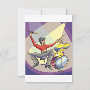 Persoon die de drums-uitnodigingen afspeelt kaart