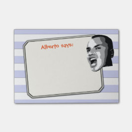 Persoon die op parelblauwe strepen schoudert, elke post-it® notes