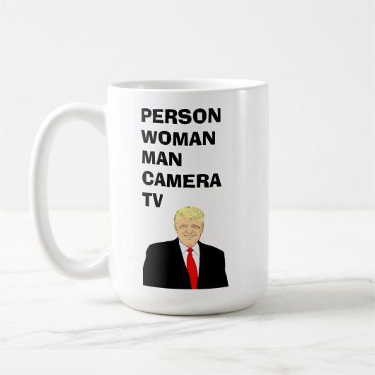 Persoon Man Camera TV Funny Trump Koffiemok (Links)