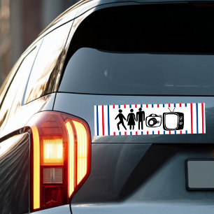 Persoon Man Camera TV Stripes Bumpersticker