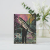 Persoon met een gigantische vis briefkaart (Staand voorkant)