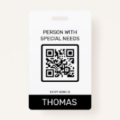 Persoon met speciale behoeften QR-code en andere i Badge (Voorkant)