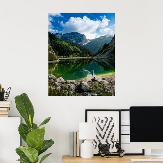 Persoon op het bergmeer poster (Thuiskantoor)