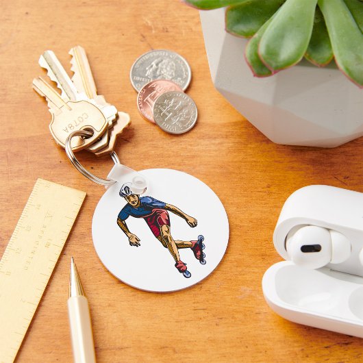 Persoon Rollerblading Sleutelhanger