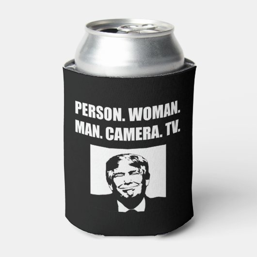 Persoon. Vrouw. Man. Camera. TV. Anti-Trump Blikjeskoeler (Blikje Voorkant)