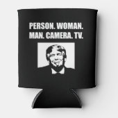 Persoon. Vrouw. Man. Camera. TV. Anti-Trump Blikjeskoeler (Voorkant)
