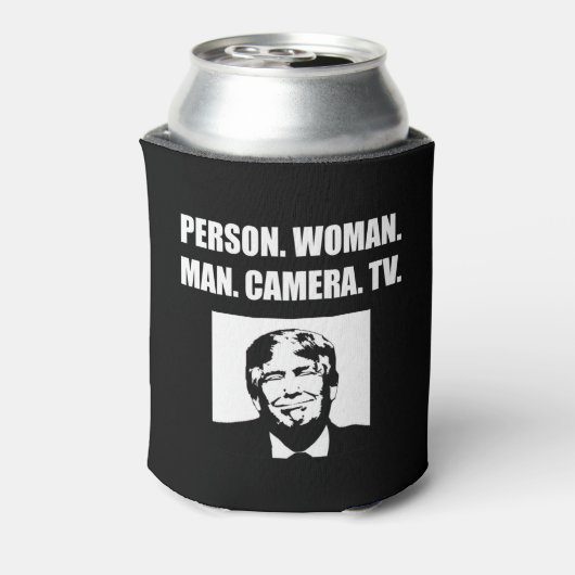 Persoon. Vrouw. Man. Camera. TV. Anti-Trump Blikjeskoeler (Blikje Achterkant)