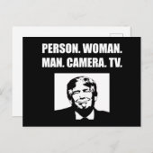 Persoon. Vrouw. Man. Camera. TV. Anti-Trump Briefkaart (Voorkant / Achterkant)