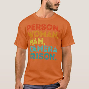 Persoon Vrouw Man Camera Tv Gevangenis Retro T-shirt