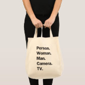 Persoon. Vrouw. Man. Camera. TV. Tote Bag (Voorkant (product))