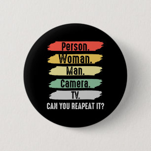 Persoon. Vrouw. Man. Camera. Tv Vintage Grappig Po Ronde Button 5,7 Cm