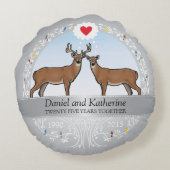 Persoonlijk 25-jarig huwelijksjubileum, herten rond kussen (Achterkant)