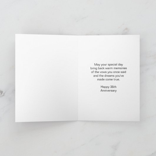 Persoonlijk 35-jarig huwelijksjubileum Witte Bloem Kaart (Binnen)