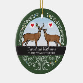 Persoonlijk 35th Wedding Jubileum, Buck & Doe Keramisch Ornament (Rechts)