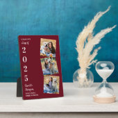 Persoonlijk 3 Foto Burgundy Afstuderen Fotoplaat (Zijkant)