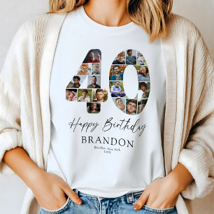 Persoonlijk 40e verjaardag foto collage T-shirt