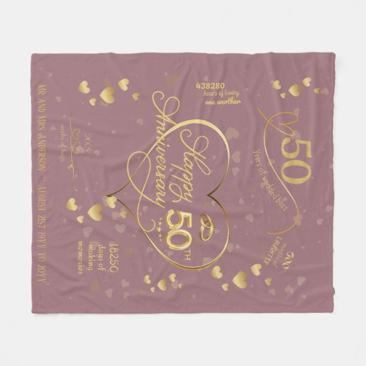 Persoonlijk 50-jarig huwelijksjubileum F Fleece Deken (Voorkant (Horizontaal))